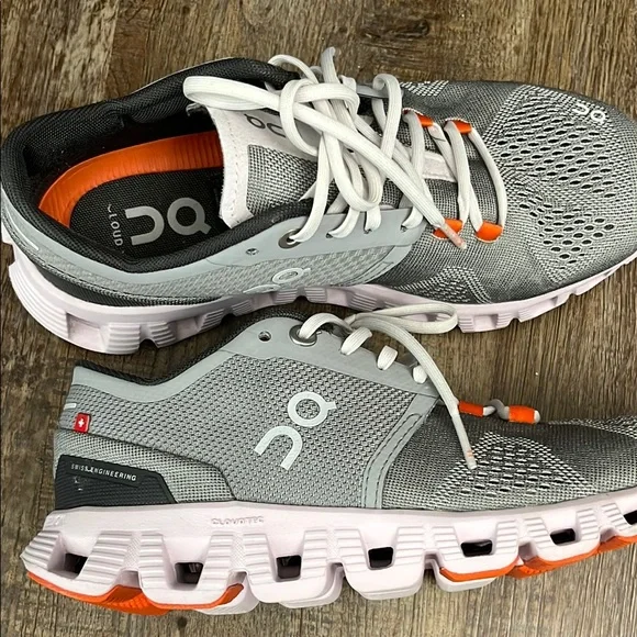 On Running Women's Athletic Shoes - Gray and Orange - Picture 1 of 8